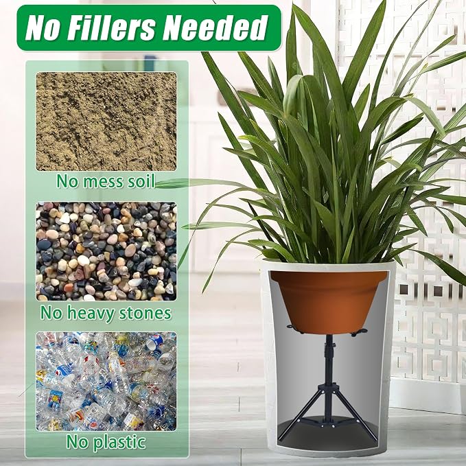 Adjustable Plant Risers for Inside Pots, 12-22" Rise Planter Inserts for Large Pots, Planter Lift Stand Pot Filler Plant for Indoor Outdoor Tall Taper Planters Containers (4.3-8.6" Top, Set of 2)
