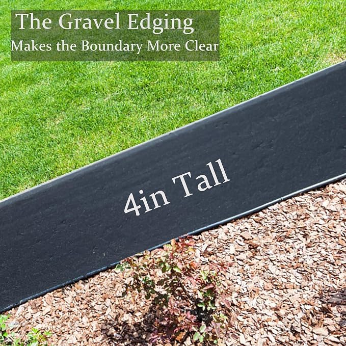 Landscape Edging 25FT, 4IN Tall Garden Edging Border with 38pcs Spikes, Plastic Lawn Edging Kit, Tool-Free Flexible Borders Edging for Garden Flower Beds Tree Surrounds Yard Pathway, Black