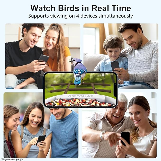 birdsnap® PAV-Bird Feeder with Camera,2K HD with 64GB Card, AI Identify Smart Bird House Cam Solar Panel,Live Stream,Motion Detection,Auto Record Video for Backyard Outdoors,Ideal Gift for Bird Lover
