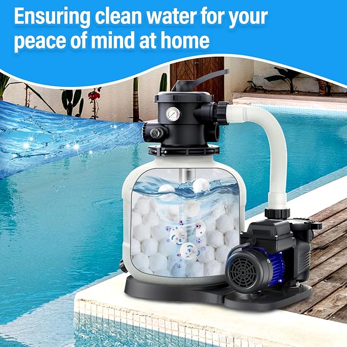 4 lbs Pool Filter Balls for Filter Pump, Upgraded High-Density Reusable Fiber Media Replace 150 lbs Filter Sand, Long-Lasting Filtration for Above Ground Swimming Pool, Aquarium & Pond