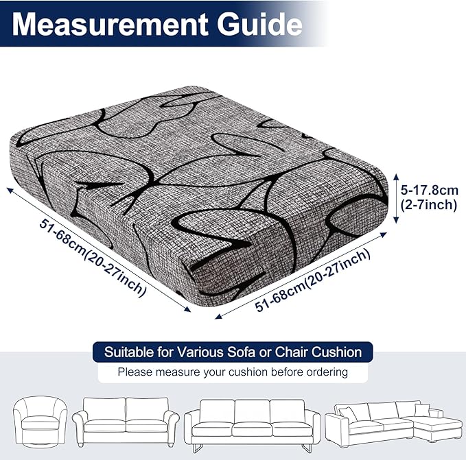 Smiry Waterproof Patio Cushion Covers, Stretch Outdoor Couch Slipcovers Replacement Washable Furniture Protector Sofa Chair Seat Cover for Dogs and Pets (12 Pcs, Grey and Black)