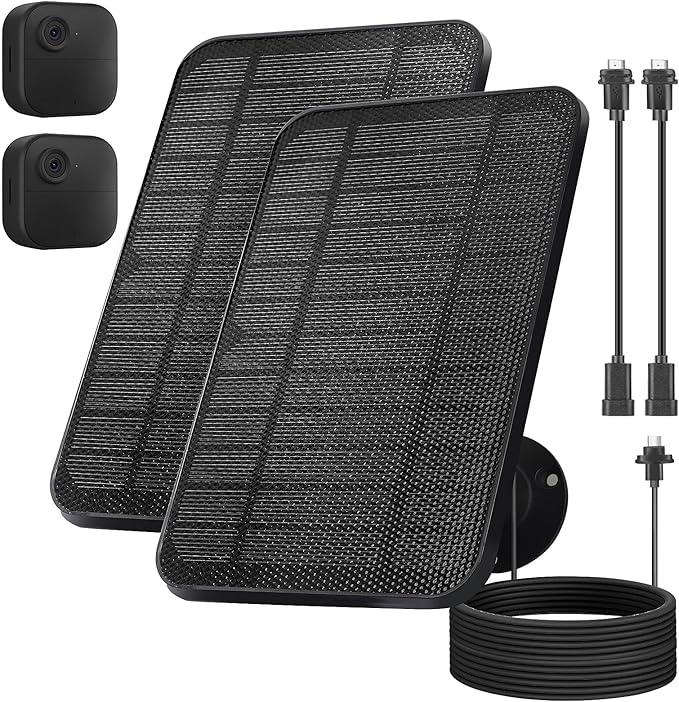 4W Solar Panel for Blink Camera, Solar Panel Compatible with Blink Outdoor 4 (4th Gen) Camera, Waterproof Solar Charger for Camera Outdoor (3rd Gen)/XT3,XT2/XT(Not Included) with 10Ft Cable, 2 Pack
