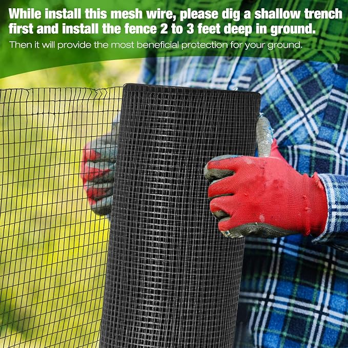 Tatuo Hardware Cloth 1/2 Inch 24 in x 200 ft Hot Dip Galvanized After Welded Cage Mesh Rolls 21 Gauge Metal Chicken Wire Roll Wire Fencing Poultry Netting for Raised Garden Rodent Animals(Black)