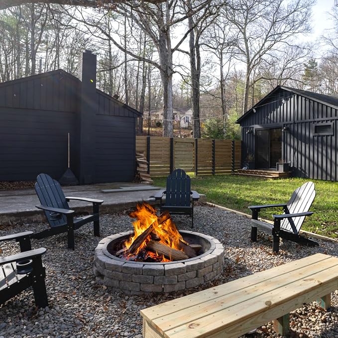 Outdoor Fire Pit Ring 35.4-Inch Outer/31.4-Inch Inner, Fire Pit Insert Round Metal Steel Fire Rings for Outside Wood Burning Fire Pits-Above Or In-Ground, Patio Backyard Camping Bonfire