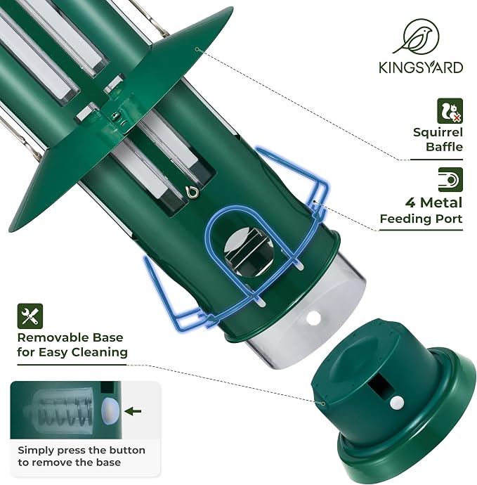 Kingsyard Squirrel Proof Bird Feeder with Removable Base + Kingsyard Bluebird Feeders for Outdoors Hanging