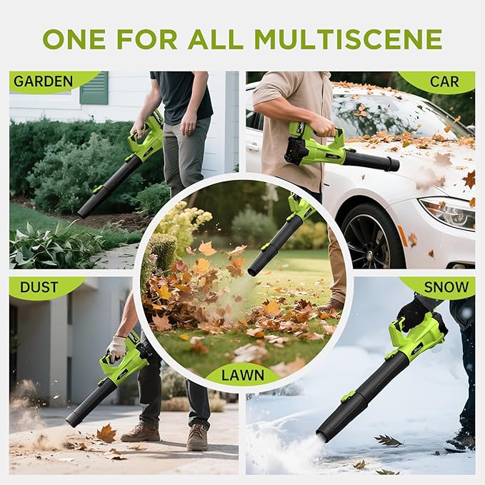 Leaf Blower, SIXCRAFTSMEN 21V Leaf Blower Cordless with 2 x 3.0Ah Battery and Fast Charger, 6-Speeds,Electric Blowers with Extension Tube for Patio, Lawn,Yard,Garage,Blowing Leaves,Dust,Snow
