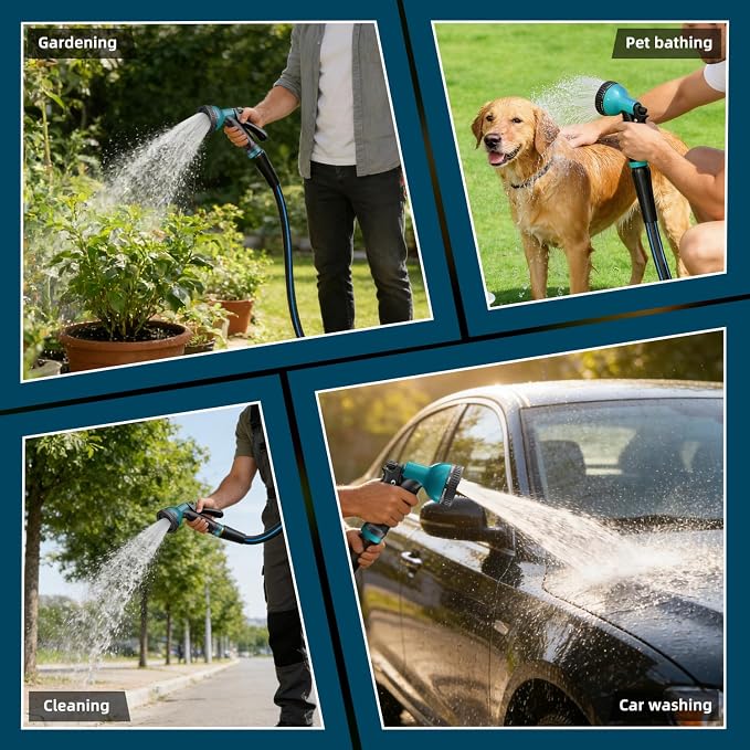 Besiter Heavy Duty Garden Hose 100FT: Water Hose With 10 Function Sprayer - Hose Flexible Swivel Leak-Free Connection Kink-free 5/8" - High Pressure Hose for Gardening Car Washing Watering Outdoor