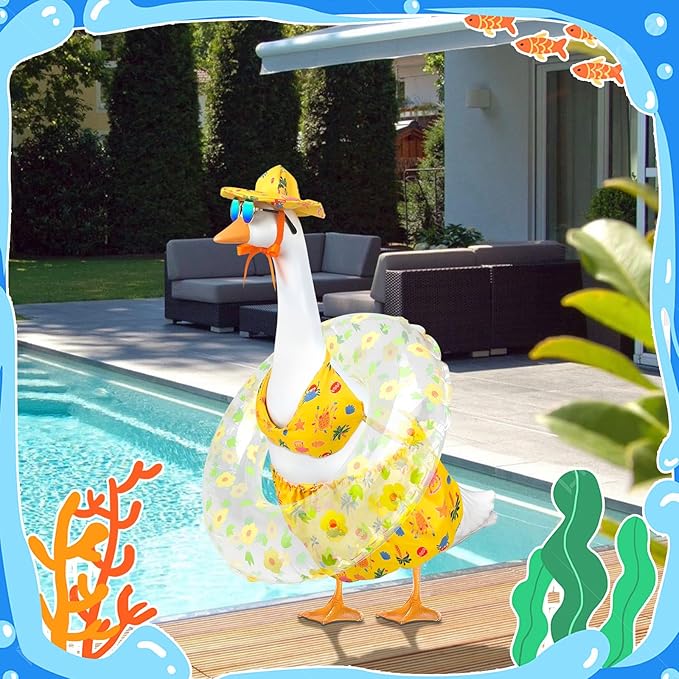 Hawaiian Goose Outfit Summer Porch Goose Outfits Bikini Goose Clothes Cute Goose Costume for Outdoor Garden Yard Decor(Beach Bikini Yellow)