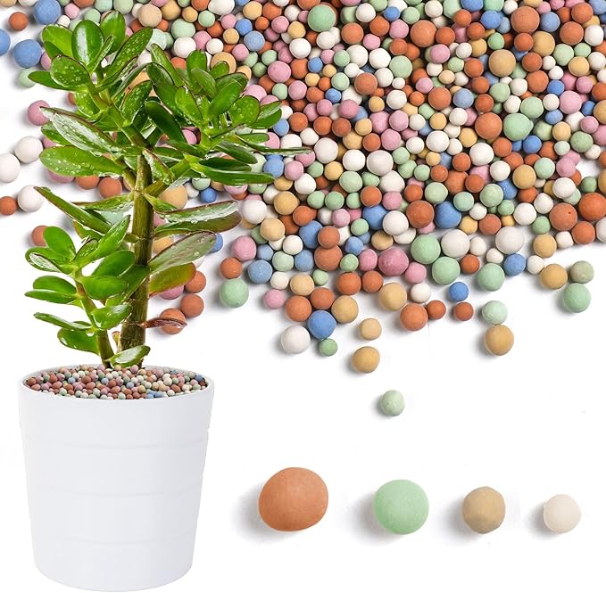 Beeveer 5.5 LBS Leca Clay Pebbles for Plants, Expanded Clay Balls Multi Color, Lightweight Hydroponics Growing Media for Succulents Orchids Aquaponics Drainage Potting Mix Decoration(3-10 mm)