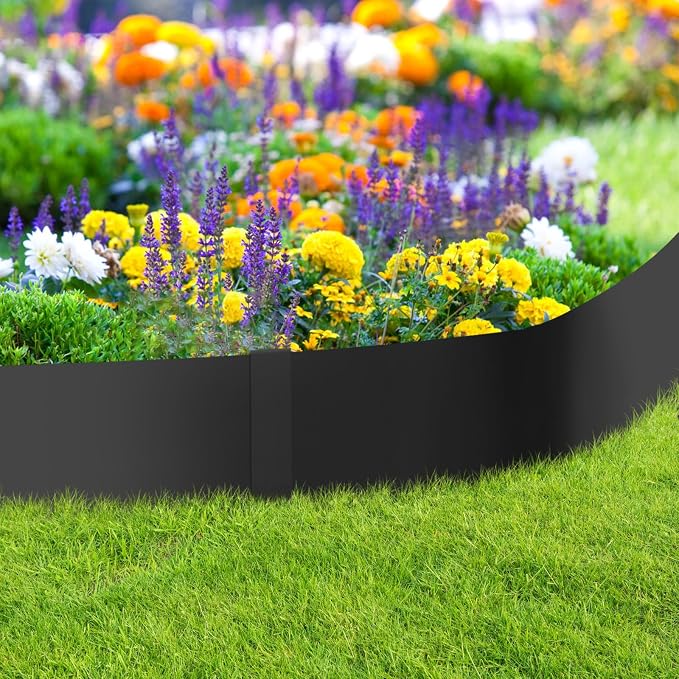 40“L X 8" H Galvanized Steel Landscape Edging, Metal Lawn Edging,6 Pack | Metal Landscape Edging Border,Hammer-in, Flexible,No Dig,6 Clips,For Lawn, Pathway & Yard