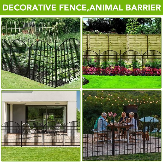 15 Panels No Dig Decorative Garden Fence,32 in(H) X 35.4 ft(L) Animal Barrier Fencing,Rustproof Metal Temporary Fencing for Garden, Patio, Flower
