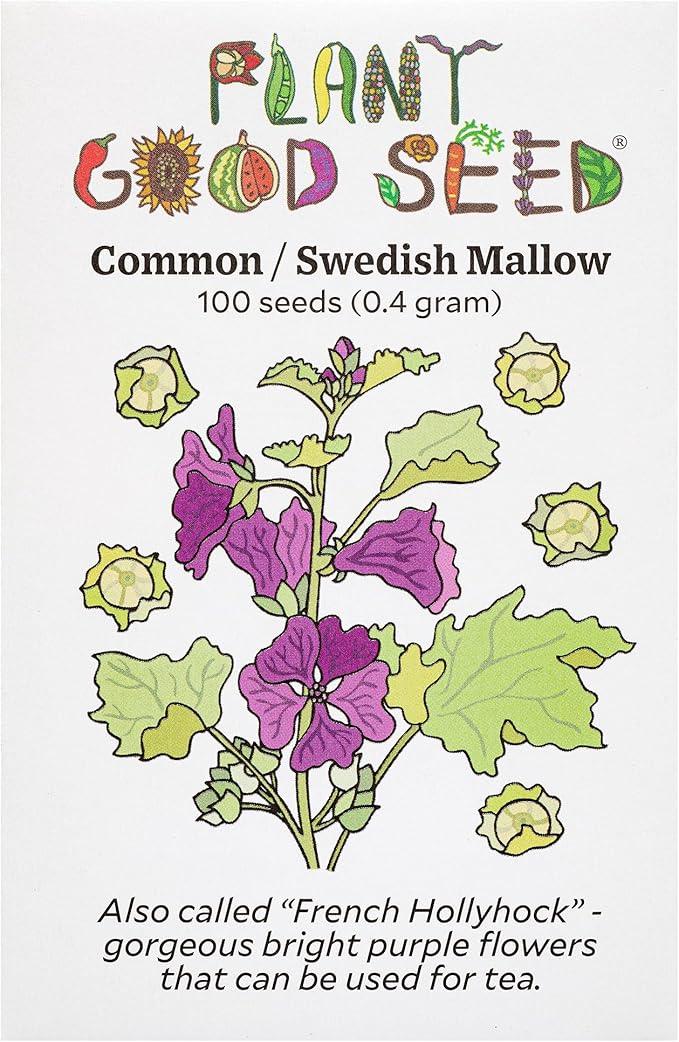 Plant Good Seed Common/Swedish Mallow Seed - Pack of 100 Heirloom Seeds for Planting Flowers - Gardening Supplies, Wildflower, Hollyhock, Herb Garden - Non-GMO, Open Pollinated, from USA