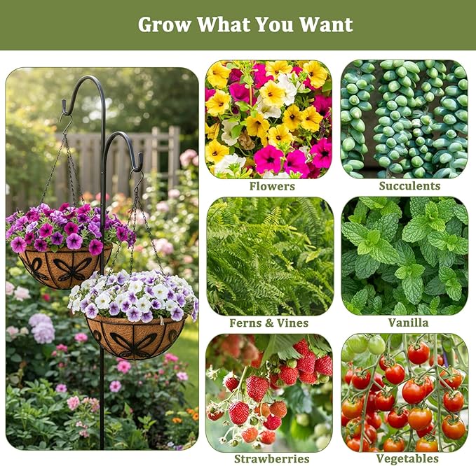 3 Pack Hanging Baskets for Plants Outdoor 10 Inch Butterfly Metal Hanging Planters with Coco Coir Liner, Round Hanging Flower Basket for Home Garden Patio Balcony Porch