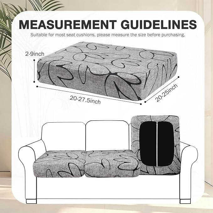 hyha 8Pcs Patio Cushion Covers, Stretch Outdoor Couch Cushion Covers, Washable Outdoor Chair/Sofa Slipcovers for Patio Furniture Cushions Protector with Elastic Bottom(Plain Art,Cover Only)