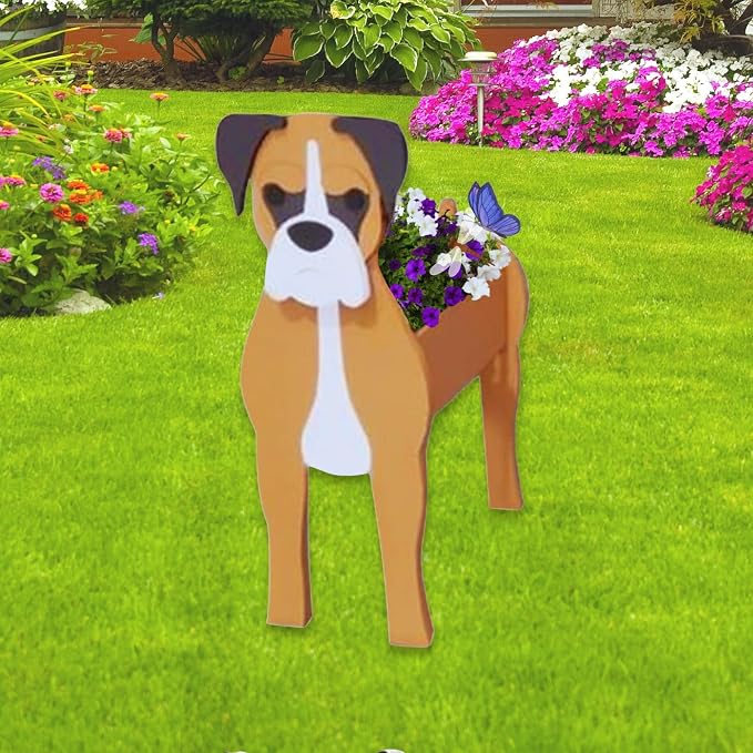 Boxer Dog Planter Plant Pots,Cute Dog Flower Planter,Gifts for Pet Lovers,Unique Animal Plant Pots,Office,Indoor Outdoor Garden Decor(9.45 * 6.38 * 13.39in)