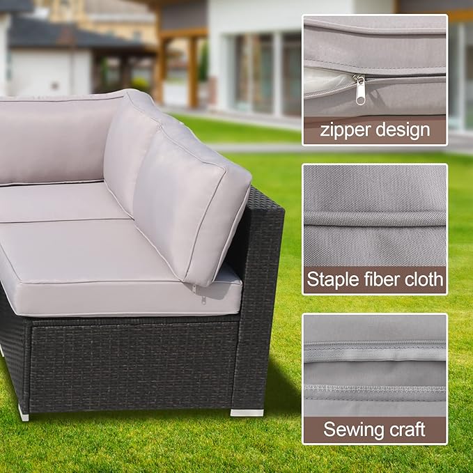 14Pcs Patio Cushion Covers Replacement Splashproof UV-Resistant Inelastic Covers with Zippers, Max Compatible 25.6x25.6x4inch Patio Cushion, for 7 Pcs Outdoor Patio Furniture Sets