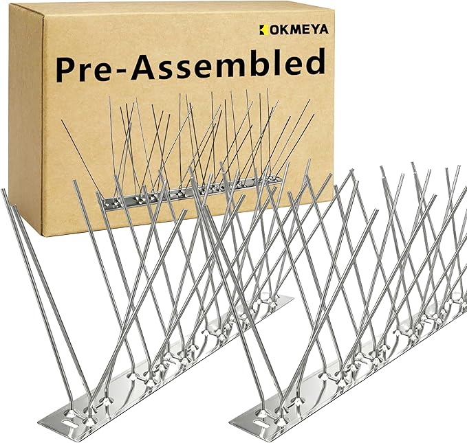 Bird Spikes 9.84FT Install,304 Stainless Steel Bird Deterrents Spikes for Outside to Keep Birds Away Bird Scare Devices Outdoor,12Pcs