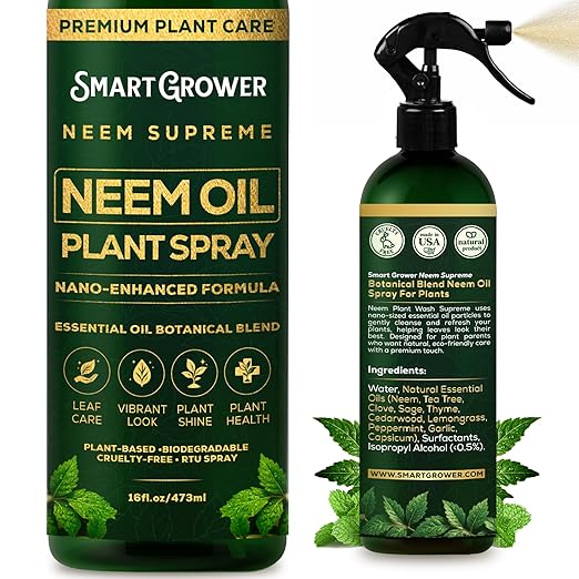 Neem Oil Spray for Plants Botanical Blend – Plant Wash with Natural Essential Oils, Simple Ready-to-Use Plant Spray for Gardens, Houseplants, Indoor & Outdoor Plants – 16 oz
