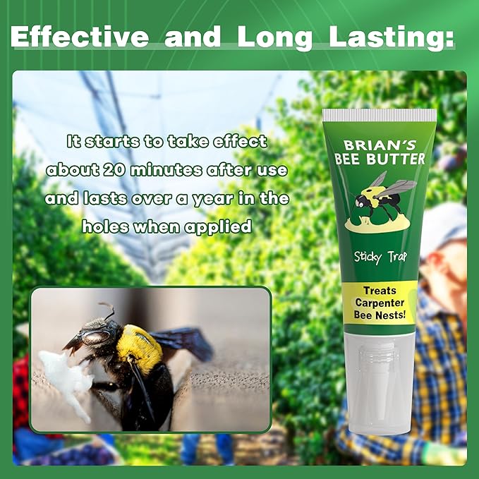 Carpenter Bee Traps for Outside, 2 Pack Sticky Trap, Brain's Bee Butter, Wood Bee Traps for Outside
