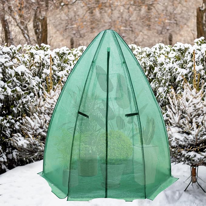 EAGLE PEAK Portable Mini Dome Greenhouse with Zippered Door and Mesh Window, Outdoor Mini Hexagon Greenhouse Kit for Indoor Outdoor Gardening 6' x 5'3'', Green PE Cover
