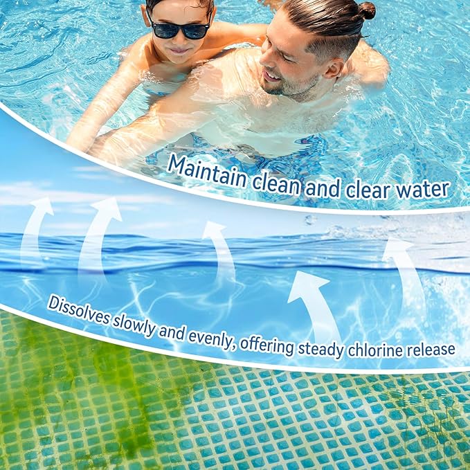 1 Inch Chlorine Tablets for Pools & Spas, 5 LB – Slow Dissolving Stabilized Trichlor Tabs with 90% Available Chlorine for Hot Tubs, Above-Ground & In-Ground Pools