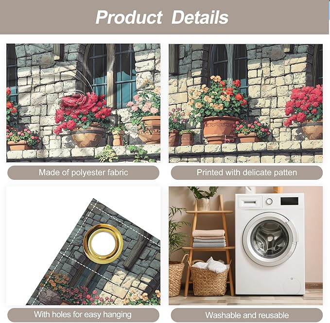 7 * 16FT Summer Garage Door Cover Decorations Sunset Palm Trees Garage Door Banner for Outdoor Indoor Summer Party Photography Backdrop (Flower pot-window, 6 * 13 ft)