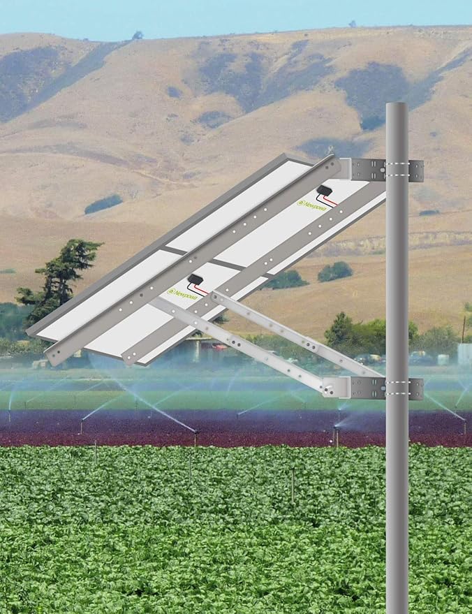 Newpowa Universal Solar Panel Double Arm with Support Pole and Wall Mount Bracket, 0-90° Tilt Angle, up to 400W/55.51" Width