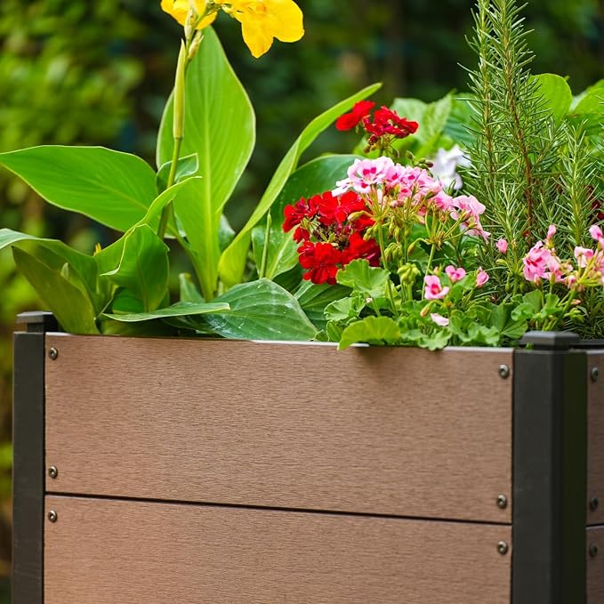Garden Raised Bed, 25*25*24in Deep Root Planter Box for Patio, Outdoor Herb with Bottom, Vegetable, and Flower Gardening - Durable Wooden Style Planter Box for Easy Mobility and Clearance