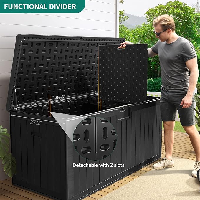 YITAHOME XL 150 Gallon Deck Box and 30 Gallon Deck Box Outdoor Storage for Patio Furniture Cushions Garden Tools Pool Toys