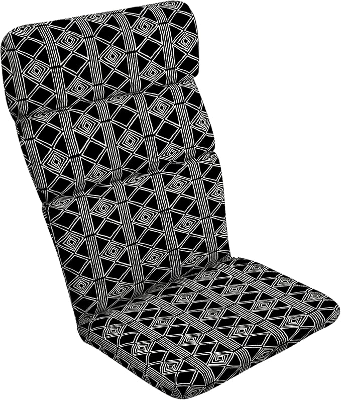 Arden Outdoor Adirondack or Rocking Chair Cushion, 20 x 17, Rain-Proof, Fade Resistant 17 x 20, Black Global Stripe