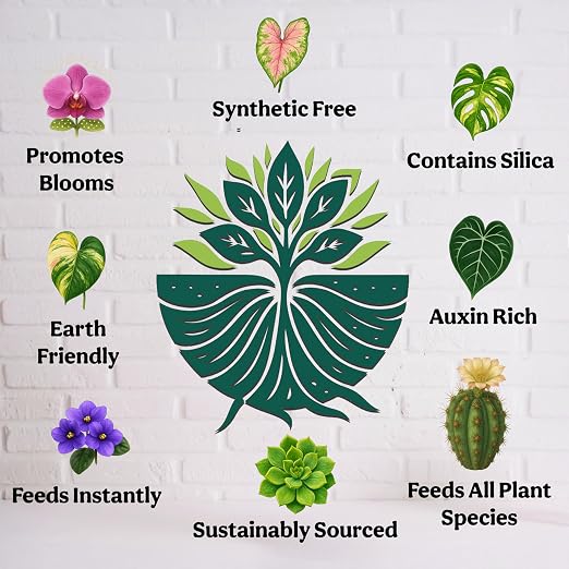 Organic Liquid Indoor Plant Food, Houseplant, Tropical & All-Purpose Indoor Plant Fertilizer, Organic Liquid Fertilizer 5-5-5 with Sea Kelp 32oz Treats 220 Gallons of Water