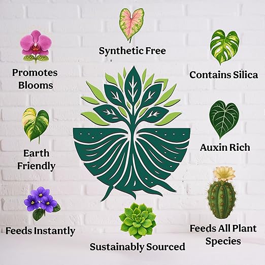 Organic Liquid Indoor Plant Food, Houseplant, Tropical & All-Purpose Indoor Plant Fertilizer, Organic Liquid Fertilizer 5-5-5 with Sea Kelp 1 Gallon Treats 800 Gallon of Water