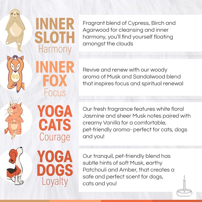 Gonesh Zen Pet Collection - Incense Sticks Variety Pack - Non-Toxic 10” Slow Burn Aromatic Sticks - Sweet Pet, Woody Musk, Paw Print, Tree Tops - 20 Sticks Each
