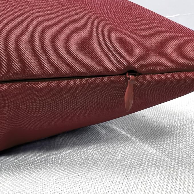 VAKADO Outdoor Waterproof Throw Pillow Covers 20X20 Set of 2 Decorative WineRed Patio Furniture Cushion Cases Outside Decor for Couch Garden Bench Porch