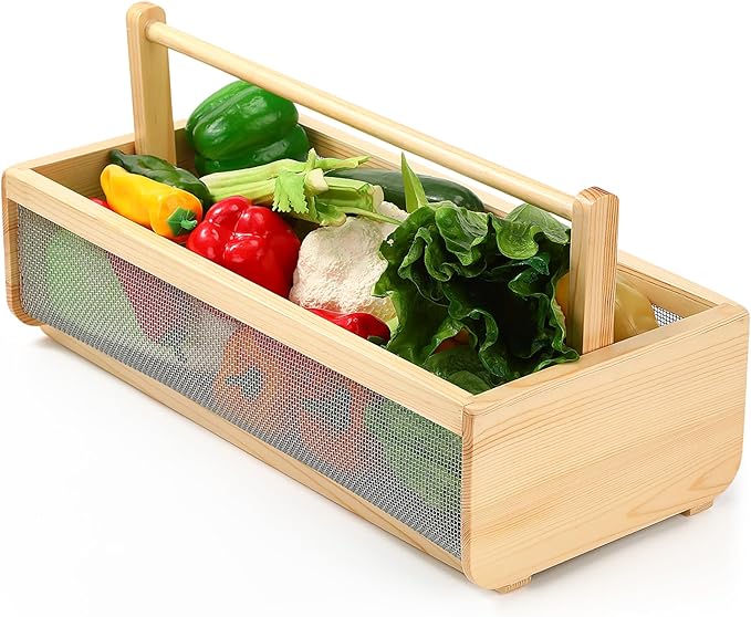 Cinnvoice Garden Hod Basket for Gathering Vegetables 19.6 x 9.4 x 6 in Harvest Gathering Basket for Farmhouse Decor with Adjustable Handle Large Size Suitable for Spring Picnic and Outdoor Picking