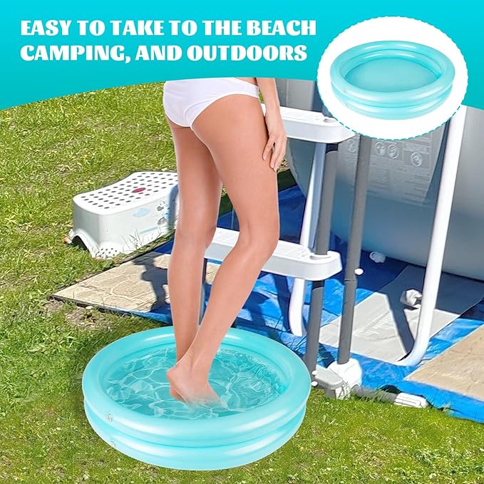 2 Pack Inflatable Pool Foot Bath Basin, Swimming Pool Clean Feet, Foot Soaking Bath Basin for Pool Entry Ladder, Home Spa Treatment for Above Ground Pools, Full-Sized Inflatable Pools