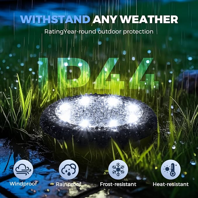 SOLPEX Mini Solar Ground Lights, 20 Pack Pathway Solar Lights Outdoor Waterproof, Garden Lights for Driveway Walkway Yard Landscape (Cool White)