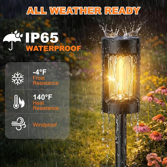 Solar Lights Outdoor，8 Pack Solar Pathway Lights with Acrylic Wick and 3000K IP65 Waterproof Lights for Lawn Patio Walkway Driveway Decor Landscape