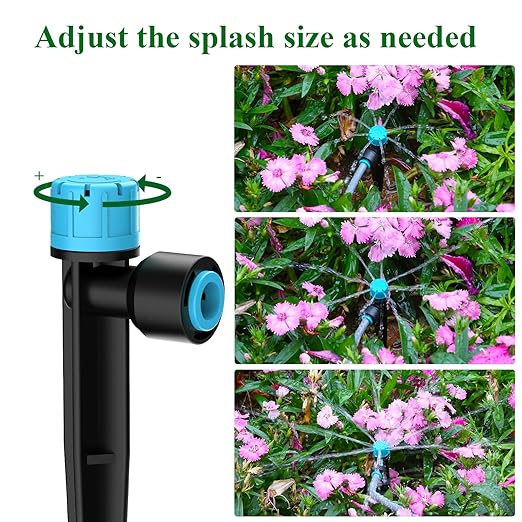 150FT Drip Irrigation System Kit with 2 Zone Water Timer for Garden,High-Flow Mainline Automatic Watering System,16PCS Adjustable Nozzles,Fast-Plug Tube for Agricultural Yard,Lawn,Greenhouse