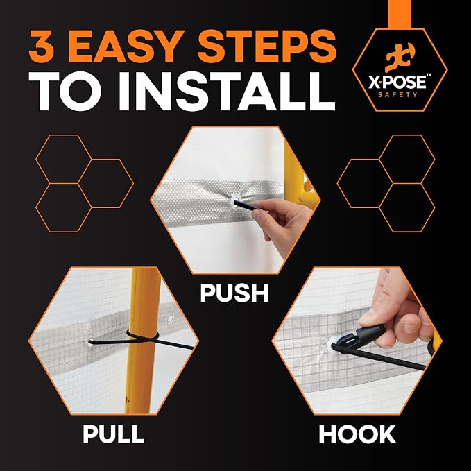 Xpose Safety Fire-Retardant Scaffold Sheeting 13' x 100' – 12 Mil White Polyethylene, Heavy Duty Reinforced, UV & Water Resistant, Tear-Resistant Construction Wrap for Weather Protection