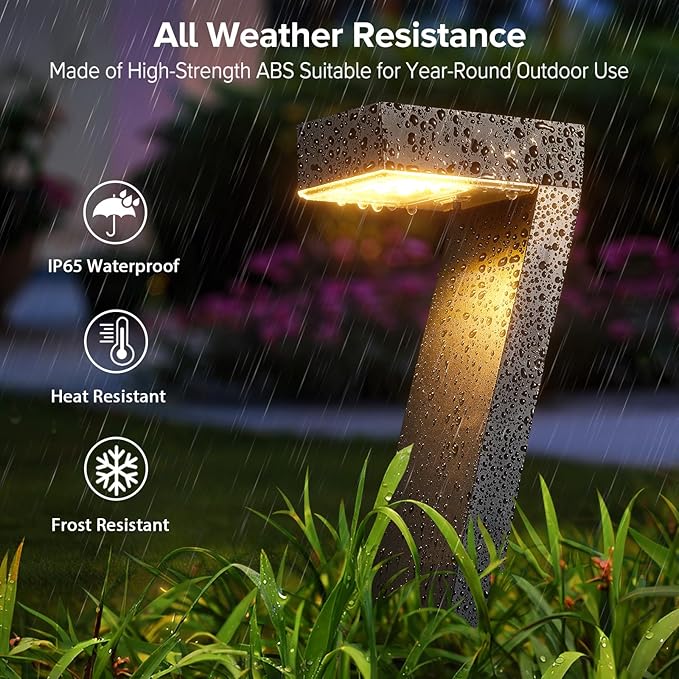 WdtPro Solar Lights Outdoor Pathway Lights, 2 Pack Upgraded Bright LED Outdoor Solar Light for Outside, IP65 Waterproof Solar Garden Light for Yard, Driveway, Walkway, Landscape, Patio Decor