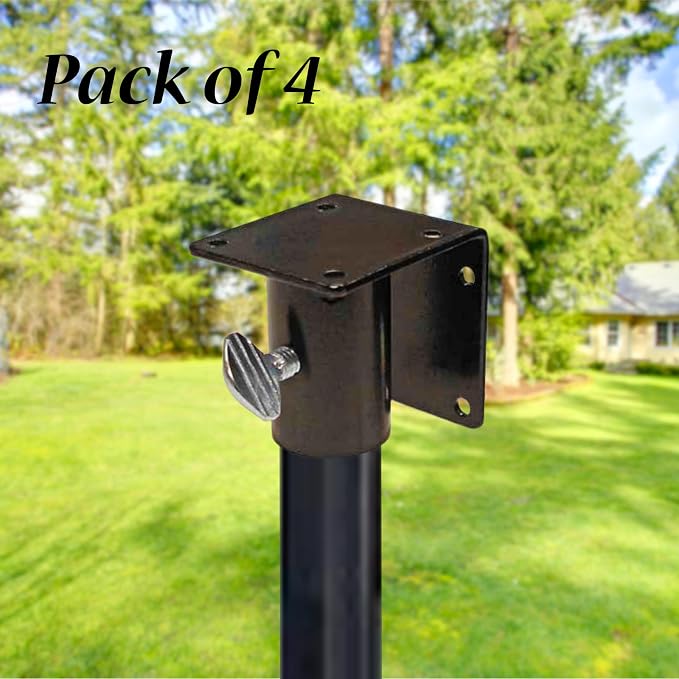 BestNest Pack of 4 Erva Bluebird House Pole Mounting Adapters – Black Steel Pole Mounts with Thumbscrew, Fits 1" O.D. Poles, Durable Powder-Coated Birdhouse Hardware