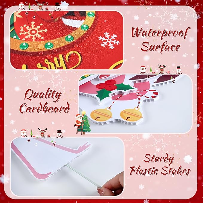 7pcs Christmas In July Flamingo Yard Sign with Stakes Waterproof Outdoor Lawn Garden Holiday Decoration for Patio Front Yard Pool Party Beach Seasonal Festive Decor Eye Catching Flamingo Sign