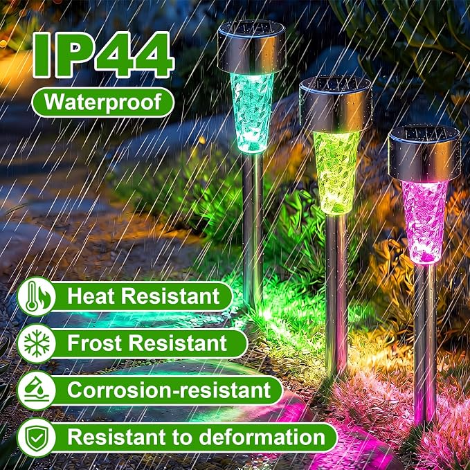 Huquary 50 Pcs Solar Lights Outdoor Waterproof Bulk LED Stainless Steel Solar Outdoor Pathway Garden Landscape Path Lights for Pathway Lawn Porch Garden Walkway Driveway Outside Decor(Multicolor)