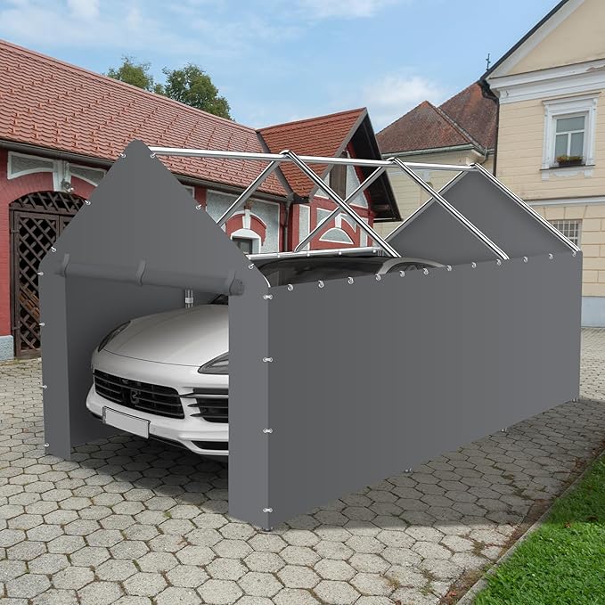 Canopy Sidewalls for 10x20x9.35FT Carport with Ball Bungee Cords, Shelter Logic Replacement Covers Canopy Walls for Car Tent Garage(Sidewalls Only) (Grey)