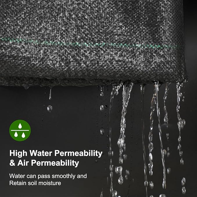 Jevrench 3.2oz Weed Barrier Landscape Fabric Heavy Duty, 6ft x 250ft Premium Garden Landscaping Fabric, Ground Cover Weed Control Fabric Outdoor Weed Mat Garden Lawn Fabric