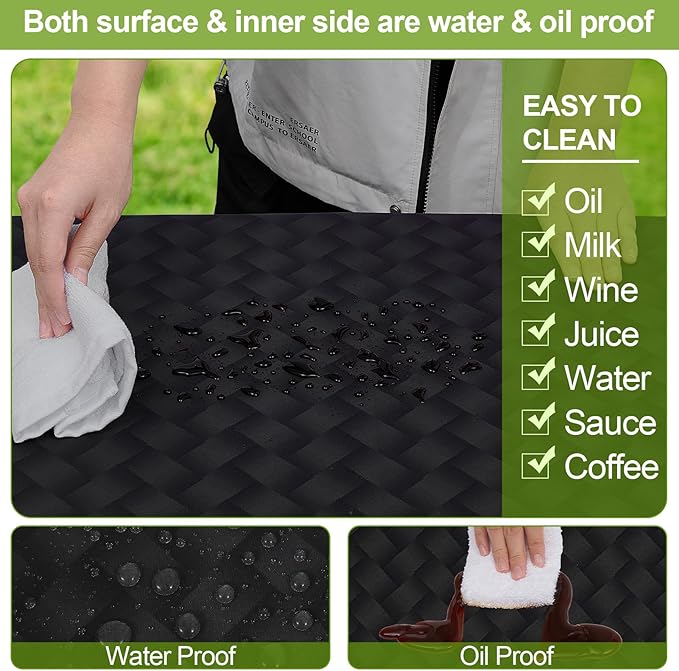 Picnic Table Cover with Bench Covers Camping Essentials Waterproof Windproof Camping Tablecloth with Drawstring Bag, Fitted Rectangle Tables and Seats, 96in, Black
