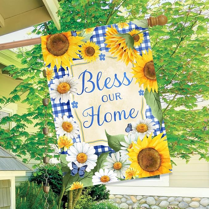 Briarwood Lane Bless This Home Floral House Flag