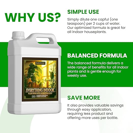 Humboldts Secret Everything Indoor Plant Food | 3-3-3 All Purpose Liquid Fertilizer with Norwegian Kelp | Supports Growth and Strong Roots | Nutrients for Houseplants & Indoor Plants | 32 Ounce