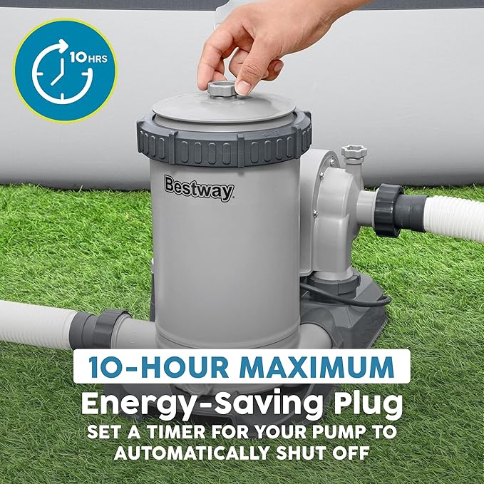 Bestway 2,500 GPH Filter Pump for Above Ground Swimming Pool with Type IV-B Cartridge, Adapter Accessories and Timer